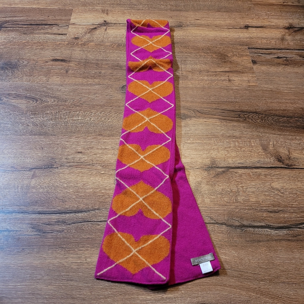 Nordstrom argyle and heart print wool blend scarf